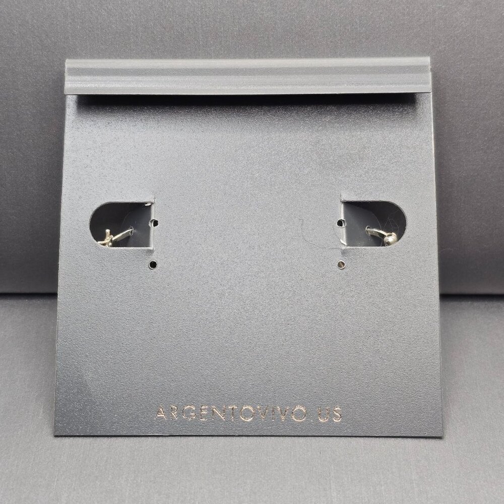Argento Vivo Sterling Silver Puffy Hoop Earrings .75" Tapered Snap Back Closure - Picture 3 of 6